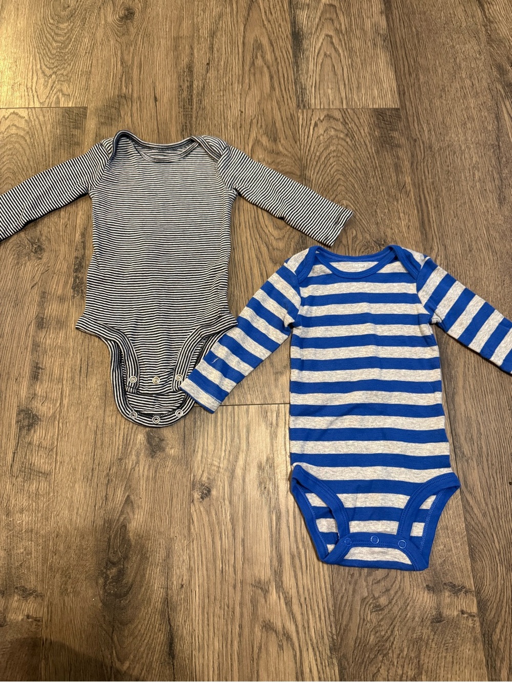 Carter's Striped Long-Sleeve Baby Bodysuits - Blue & Gray